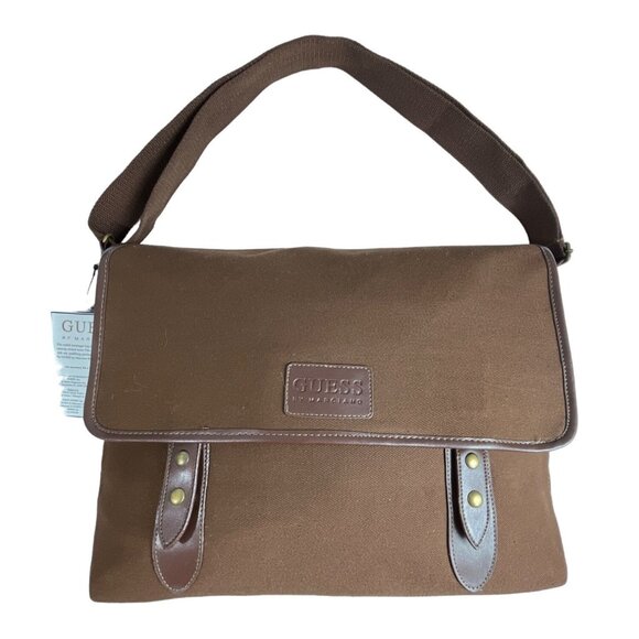 Guess By Marciano Men's Brown Messenger Travelers Bag Sz L